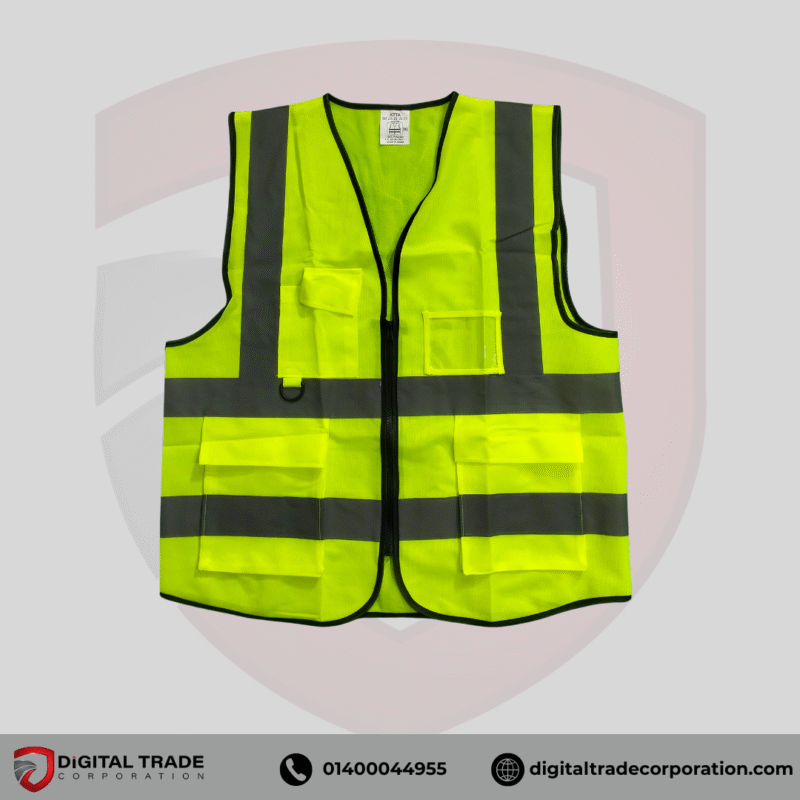 High Visibility Safety Vest  Lemon Color  4 Pockets - Image 2