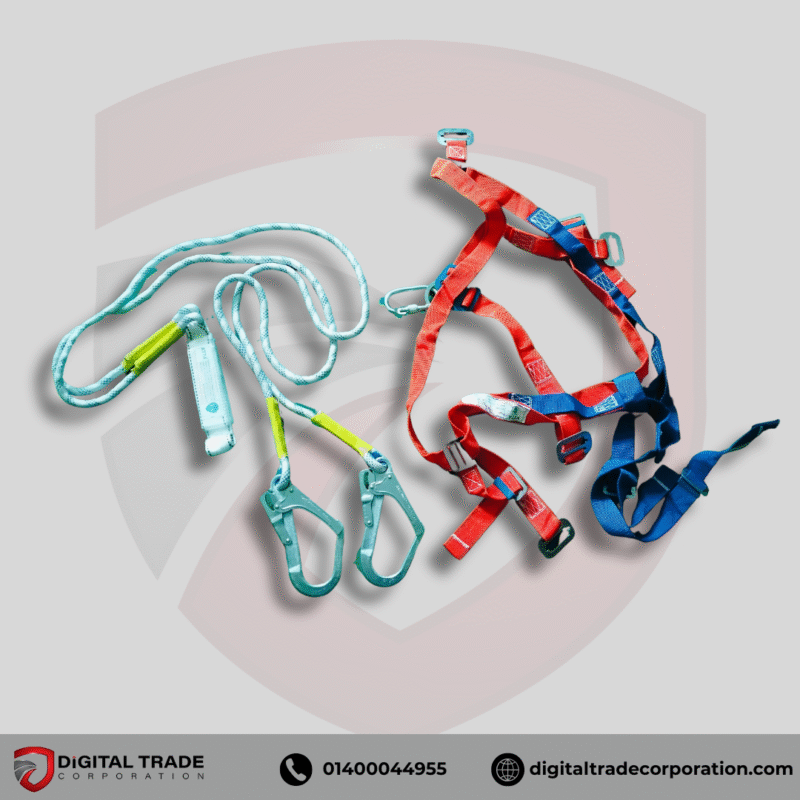 Professional Safety Harness with Double Lanyard & Carabiner Rope Climbing, Roofing & Industrial Fall Protection - Image 3