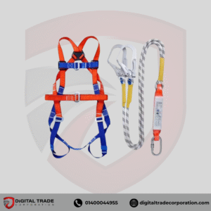 Professional Safety Harness with Double Lanyard & Carabiner Rope Climbing, Roofing & Industrial Fall Protection