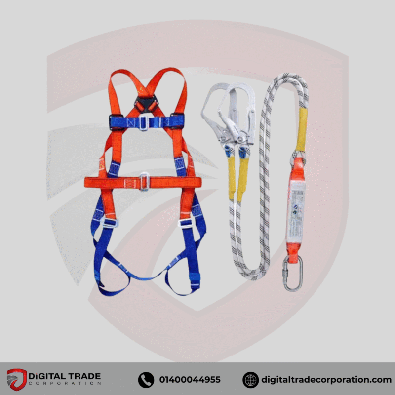 Professional Safety Harness with Double Lanyard & Carabiner Rope Climbing, Roofing & Industrial Fall Protection