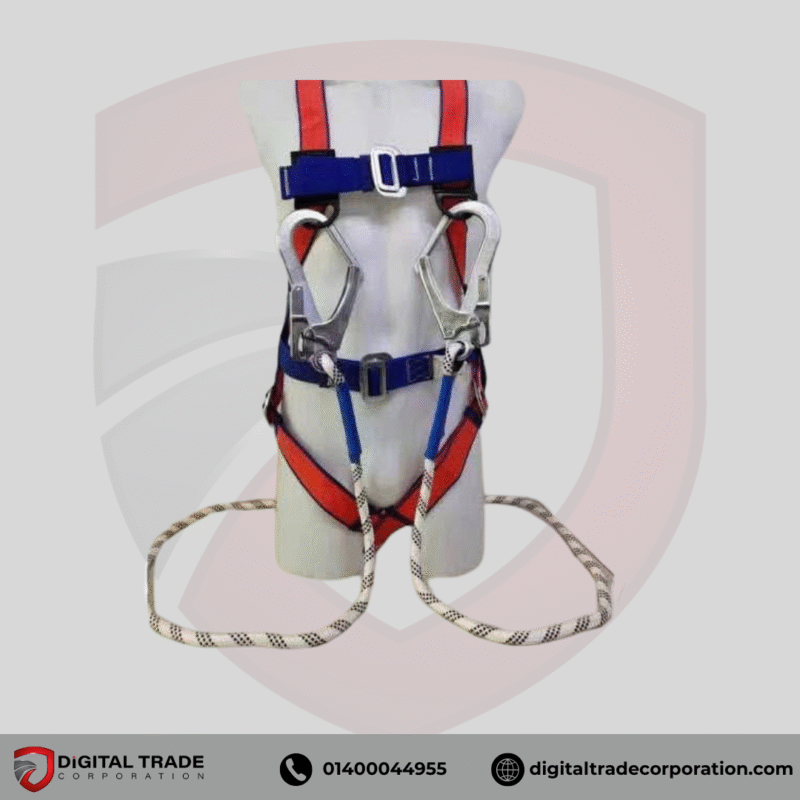 Professional Safety Harness with Double Lanyard & Carabiner Rope Climbing, Roofing & Industrial Fall Protection - Image 2