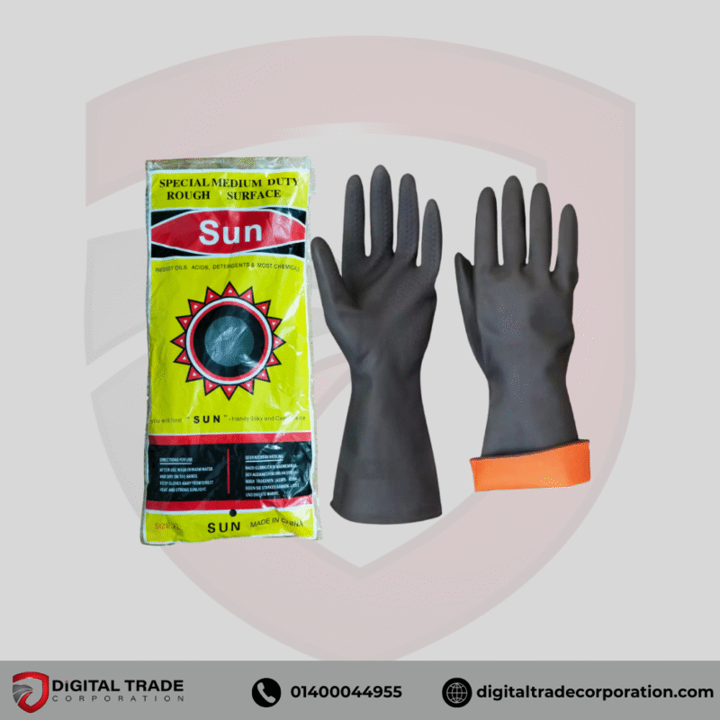 Premium Black Rubber Cleaning Gloves | Waterproof & Non-Slip (1 Pair) - Image 2