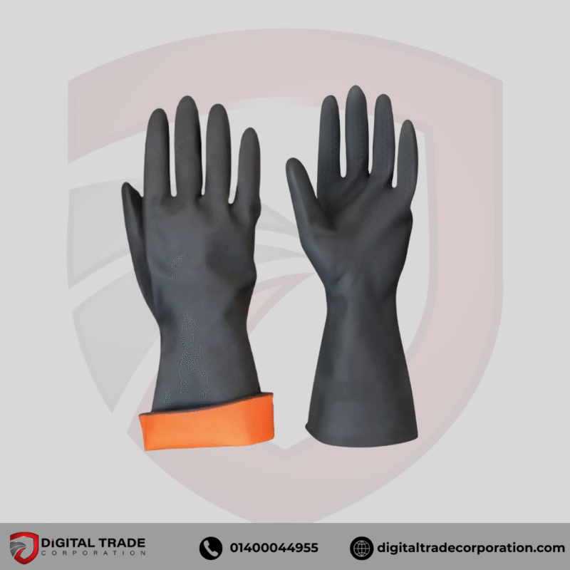Premium Black Rubber Cleaning Gloves | Waterproof & Non-Slip (1 Pair)